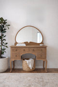 Maple antique restored vanity dressing table with beveled edge mirror 