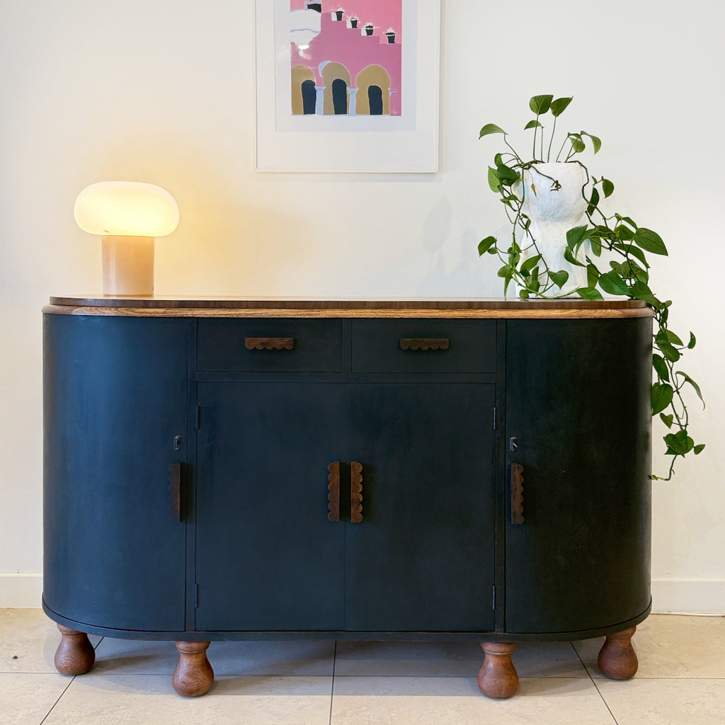 1920's Curved Black Sideboard