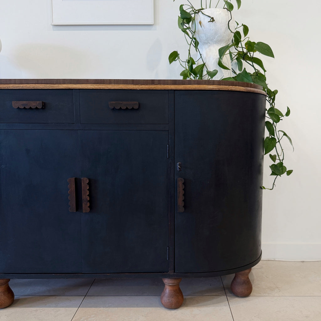 1920's Curved Black Sideboard
