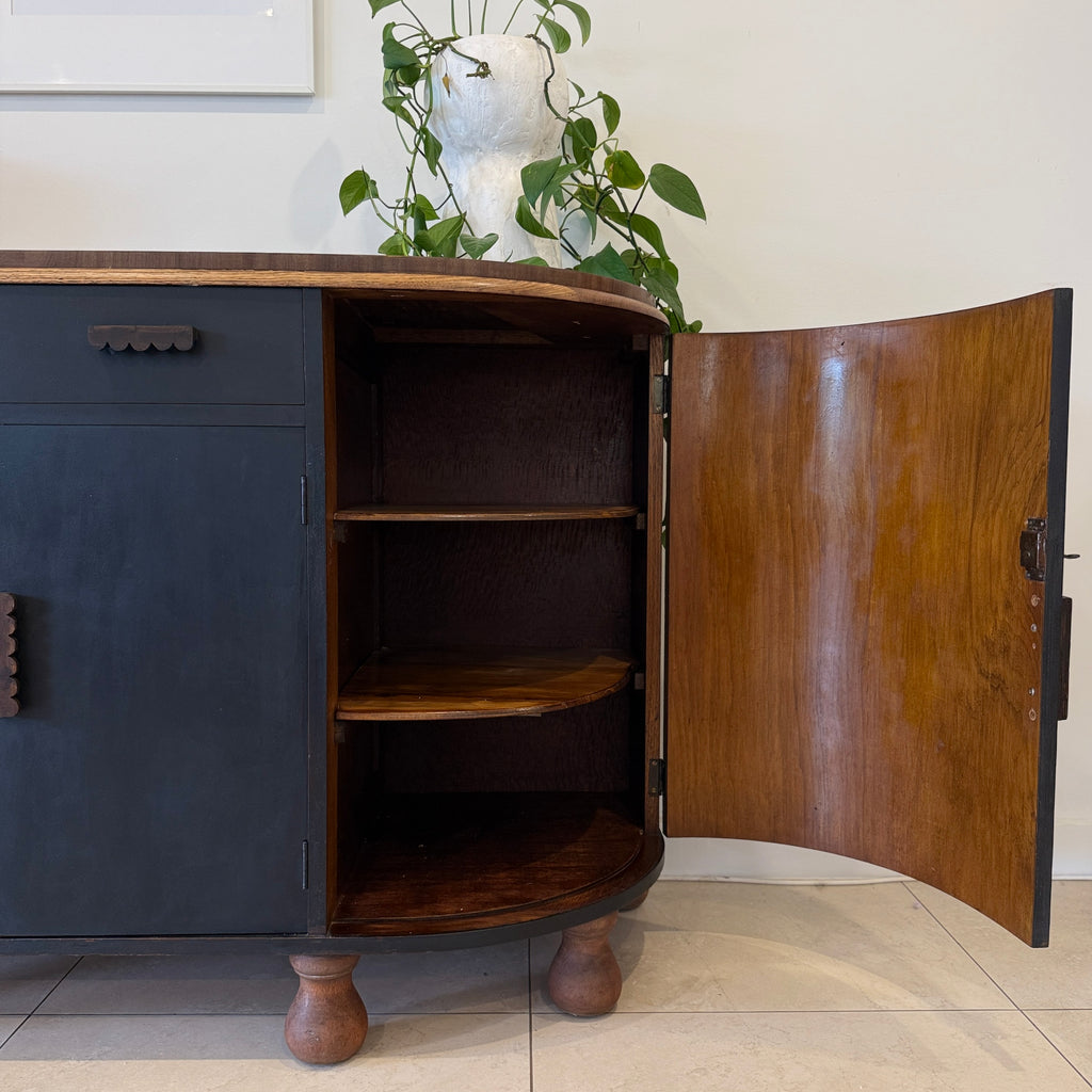 1920's Curved Black Sideboard