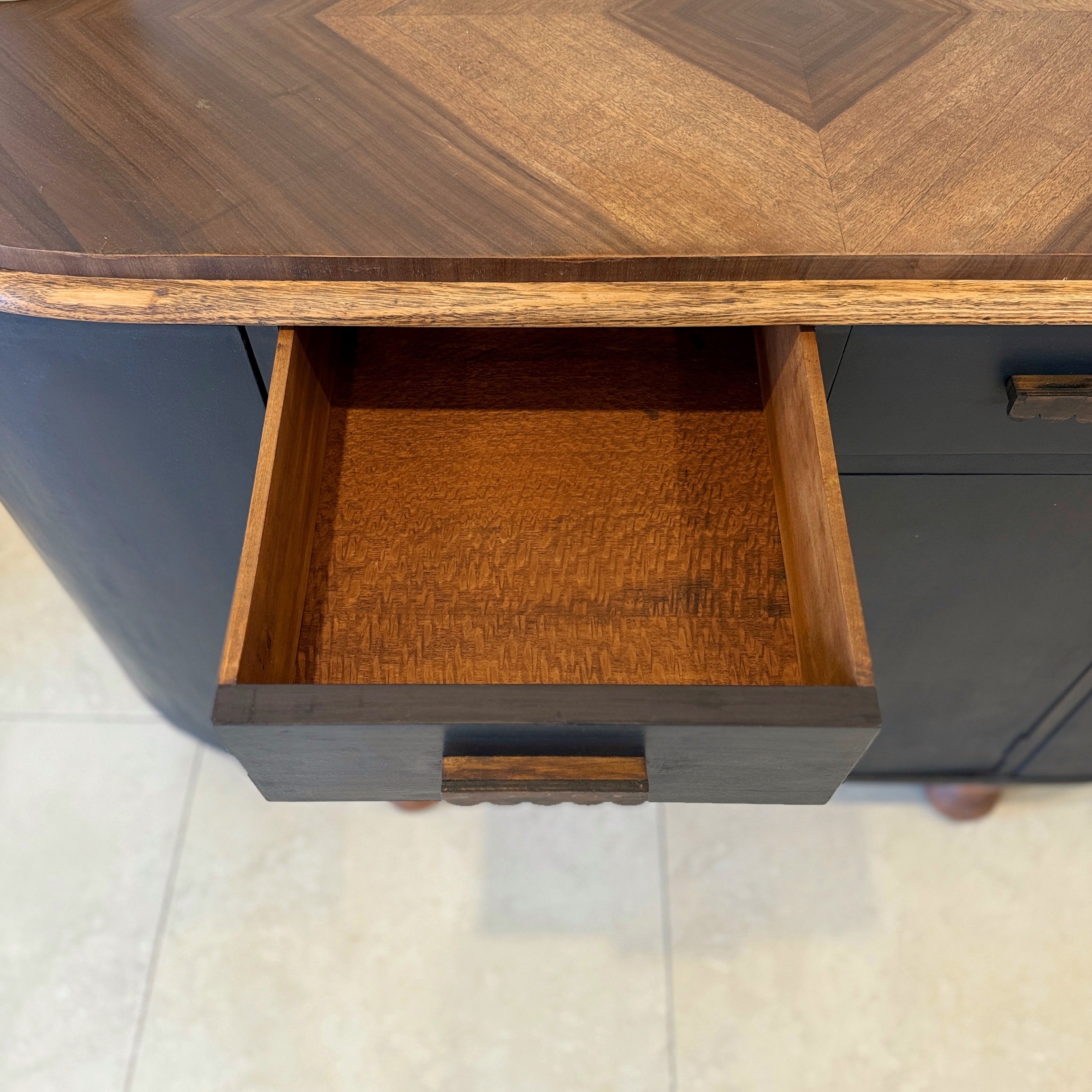 1920's Curved Black Sideboard