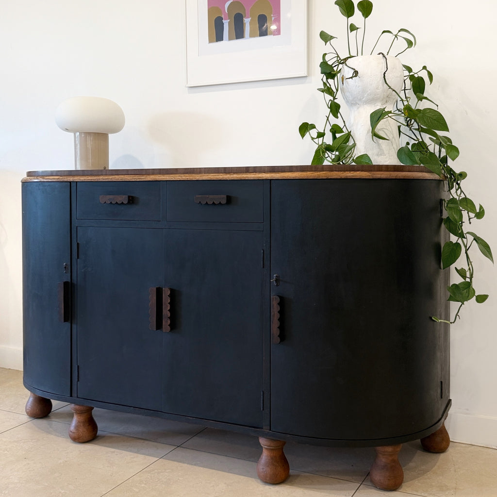1920's Curved Black Sideboard
