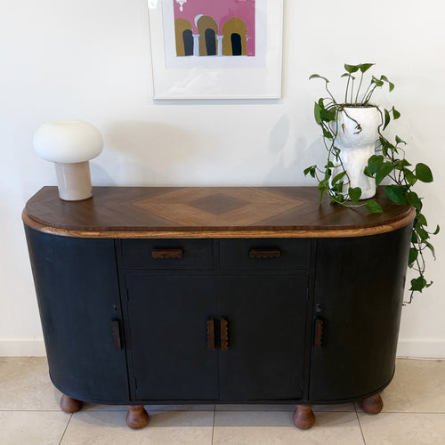 1920's Curved Black Sideboard